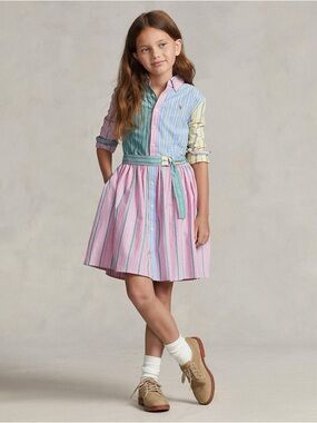 POLO RALPH LAUREN
BELTED COTTON OXFORD FUN SHIRTDRESS Size 5